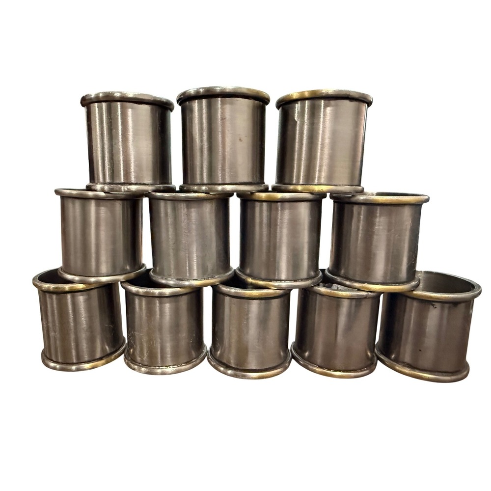 Pottery Barn Napkin Rings Silver Tone Metal Brass Service for‎ 12